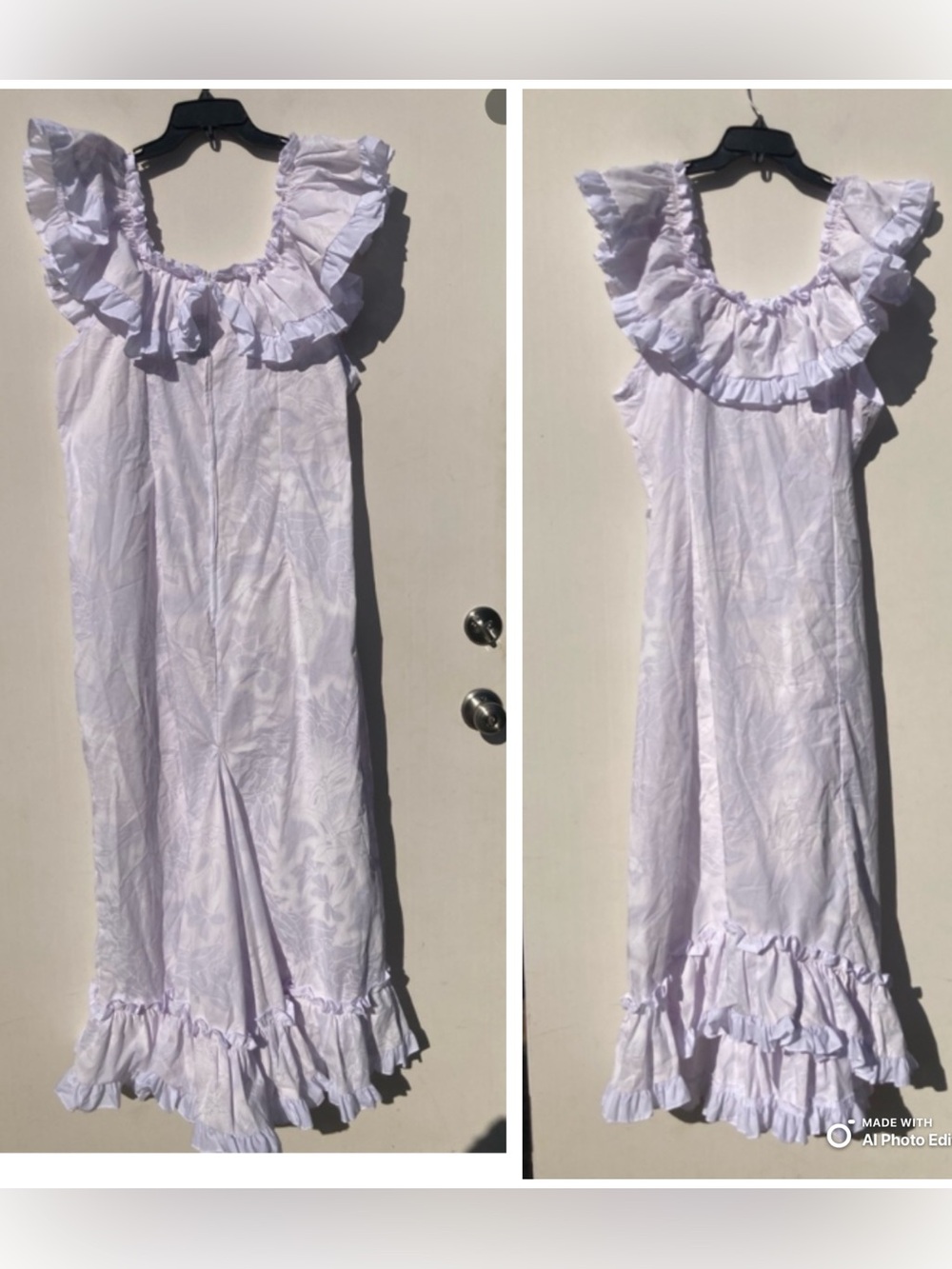 Pumehana Vintage Ruffle Floral Maxi Dress Made in Hawaii Special Details Sz 3X
